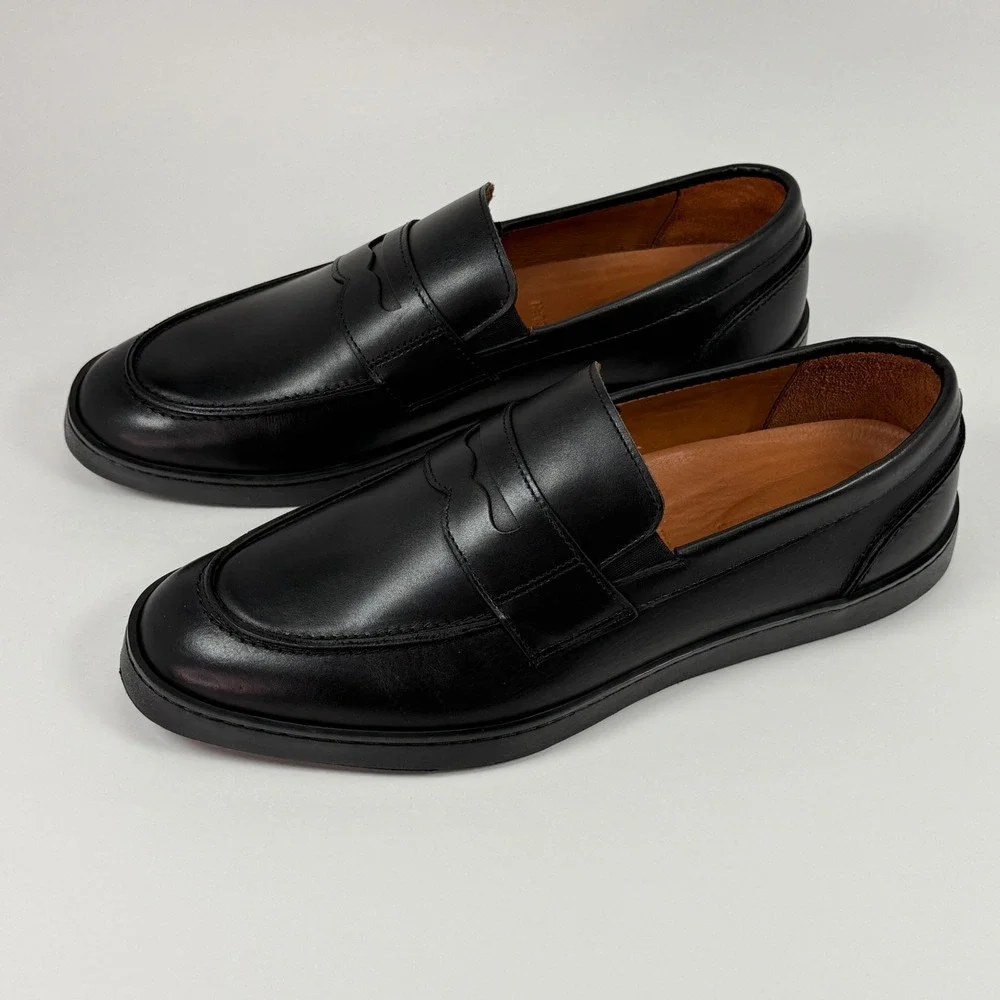 Allen Edmonds Randolph Shoes Mens Black Leather Penny Loafers Sneaker | 8 E